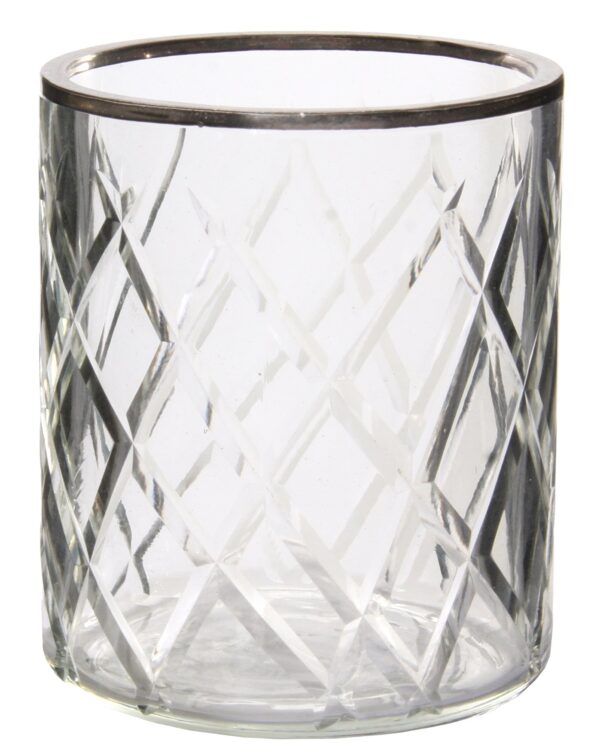 Küünlahoidja plaatinaserv d9x h11cm klaasist, läbipaistev