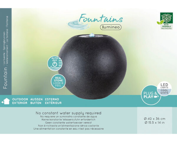 Purskkaev d40cm h36cm LED must