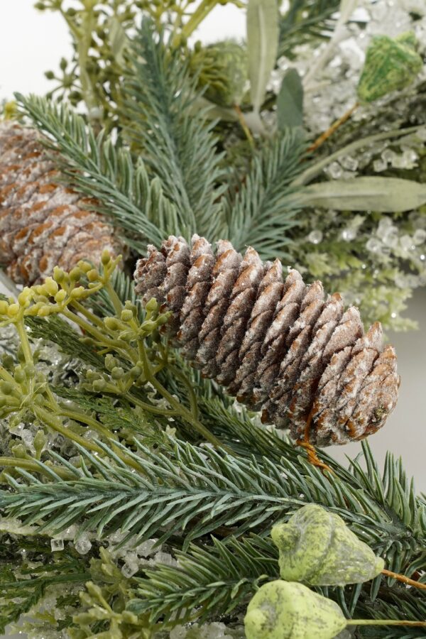 Jõulupärg Alva käbide ja õitega, roheline h10x d40cm