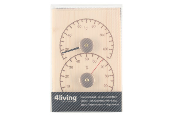 Saunatermomeeter-hügromeeter 12x18cm