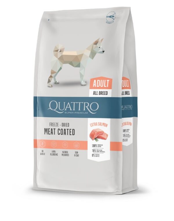 Kuivtoit Quattro lõhega, täiskasvanud koertele 3kg