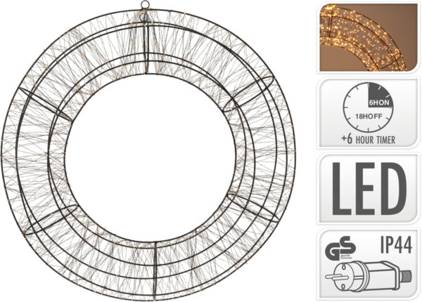 Valgusdekoratsioon ring must 2400LED 70cm soe valge