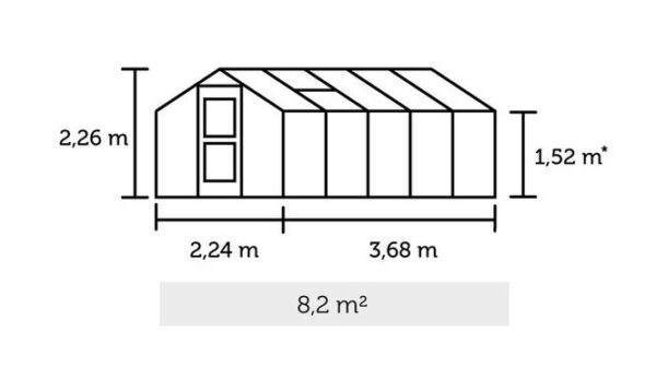 Klaaskasvuhoone Juliana Compact antratsiit alumiiniumkarkass 8,2m²