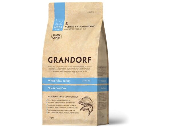 Grandorf Cat valge kala täiskasvanud kassidele Skin&Care 2kg