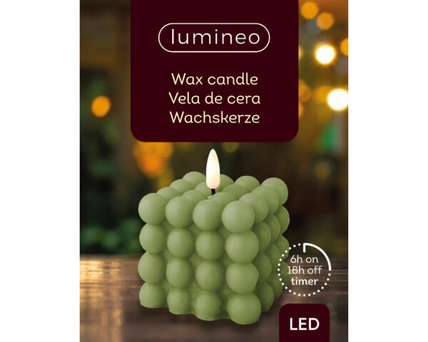 Küünal LED t.roheline d7,5x h9,5cm soe valge, pat.