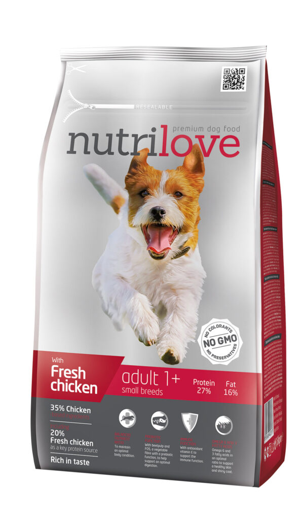 Nutrilove täissööt täiskasvanud väikest tõugu koertele 1,6kg