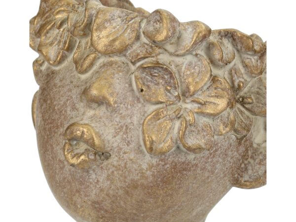 Lillepott nägu lilledega 12x12x18cm kuldne