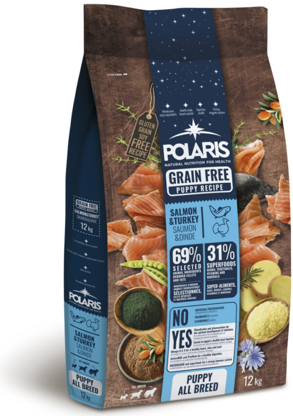 Polaris teraviljavaba koeratoit kutsikatele kalkuniliha ja lõhega, 12kg