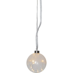 Klaaskuul riputatav soe valge 15LED 10cm tuhm