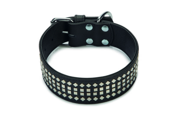 Beeztees kaelarihm koerale 43,5-49,5cm must nahats vintage