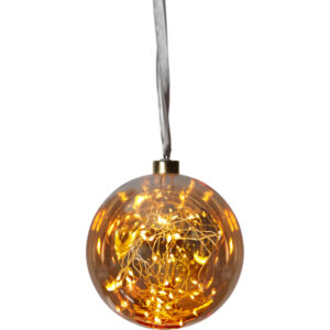 Klaaskuul riputatav soe valge 40LED 15cm patareiga
