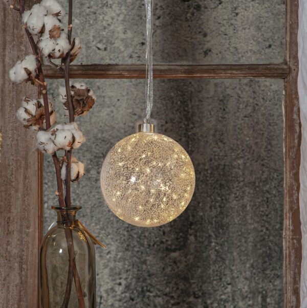 Klaaskuul rippuv 30LED soe valge d15cm