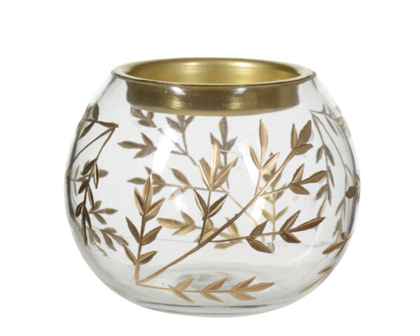 Küünlahoidja kuldsed oksad d10x h8,5cm klaasist