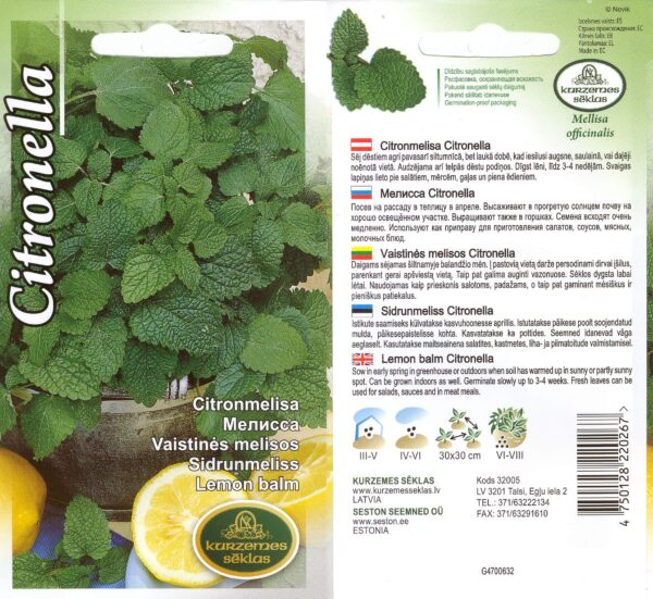 Sidrunmeliss 'Citronella' 0,2g