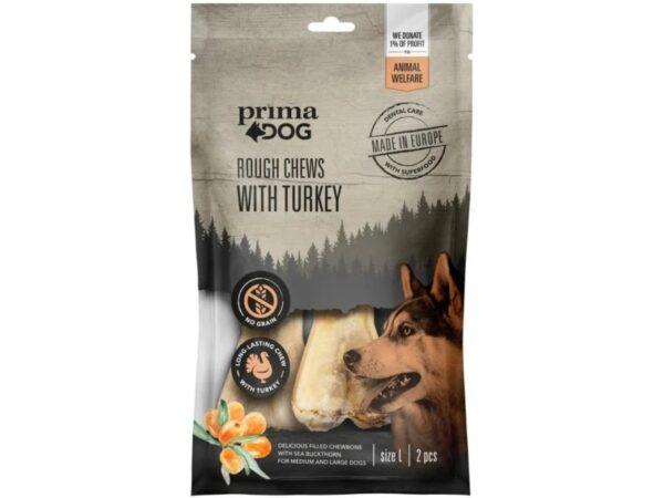 PrimaDog täidisega närimiskont kalkuni-astelpaju L,13.5cm,140g