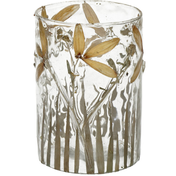 Küünlahoidja kuivatatud lilledega 7x7x10cm klaasist