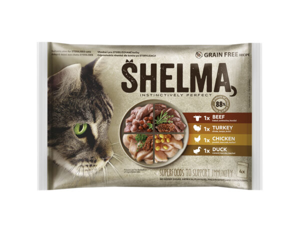 Shelma kassieine 4x85g liha(veis,kalkun,kana,part)