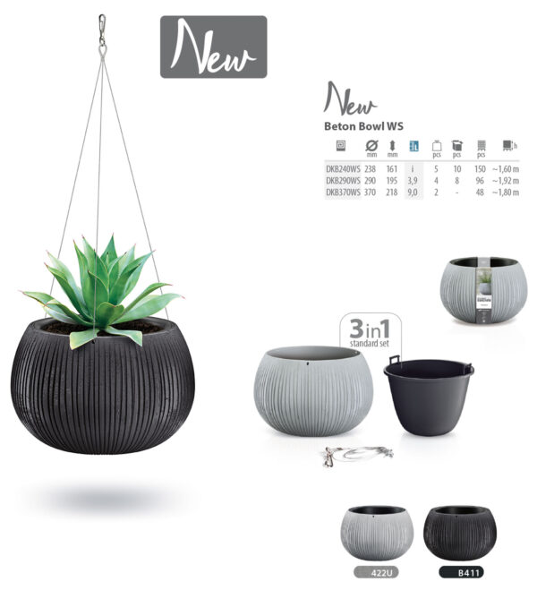 Ampelpott Concrete 29x19,5cm hall