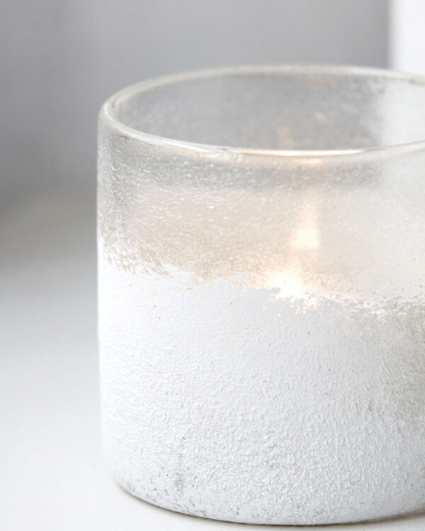 Küünlahoidja Mist d9,5x h11cm valge klaasist