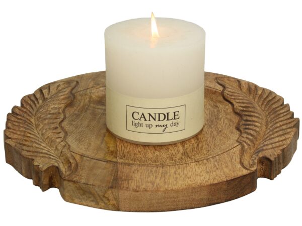 Dekoratiivne taldrik lehtemustriga mangopuust, 30x30x2,5cm