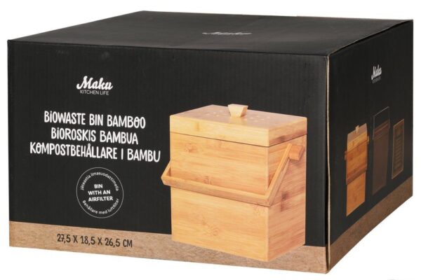 Komposter Maku 4L bambusest, plastik sisuga