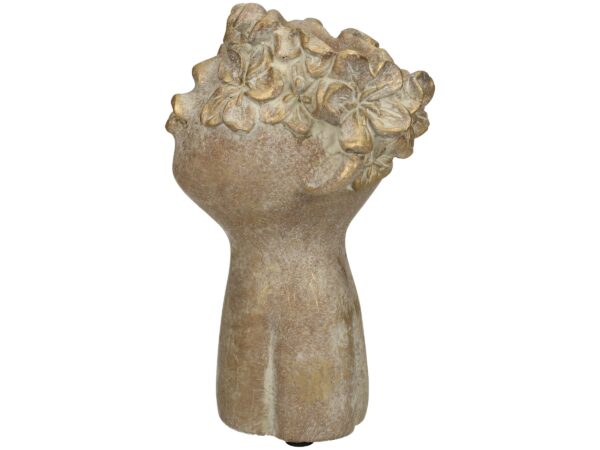 Lillepott nägu lilledega 12x12x18cm kuldne