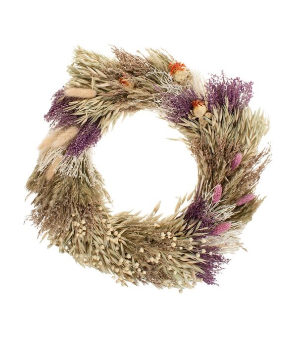 Pärg kuivatatud lilledest ja kõrkjatest d36cm