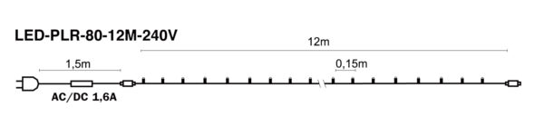 Valguskett punane 12m 80LED IP44 jätkatav