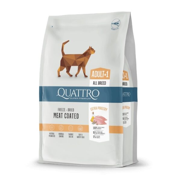 Kuivtoit Quattro linnulihaga, täiskasvanud kassidele 7kg