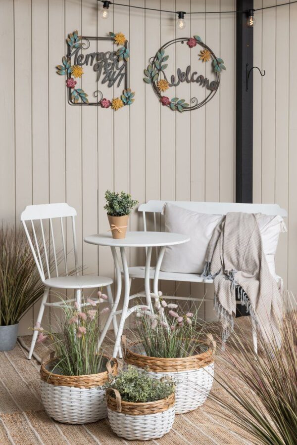 Korv Sonya kilest sisuga Ø40x27cm valge/pruun