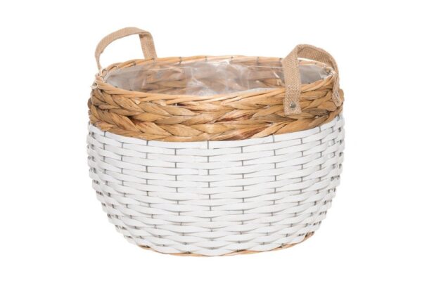 Korv Sonya kilest sisuga Ø34x24cm valge/pruun