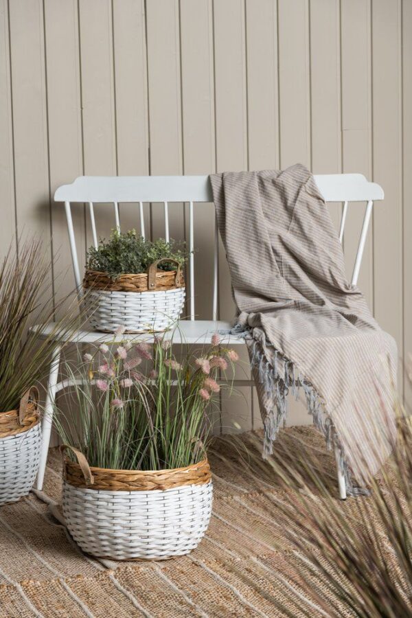 Korv Sonya kilest sisuga Ø34x24cm valge/pruun