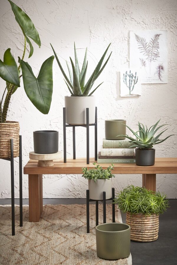 Lillepott  Era reljeefne Ø17,5x h14,5cm roheline