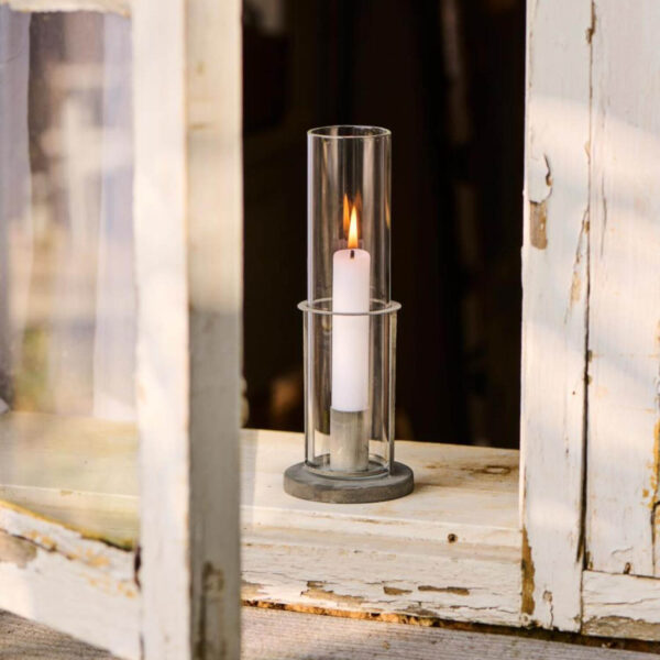 Küünlajalg klaasist ümbris hall Ø8x h22cm