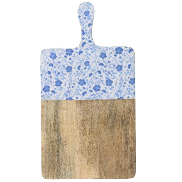 Lõikelaud mangopuust sinised lilled 46x25x1,5cm