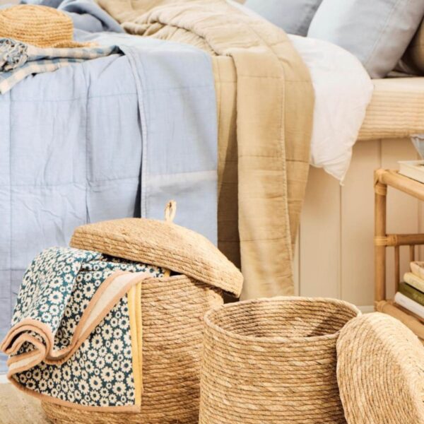 Korv kaanega pruun Ø30x h31cm