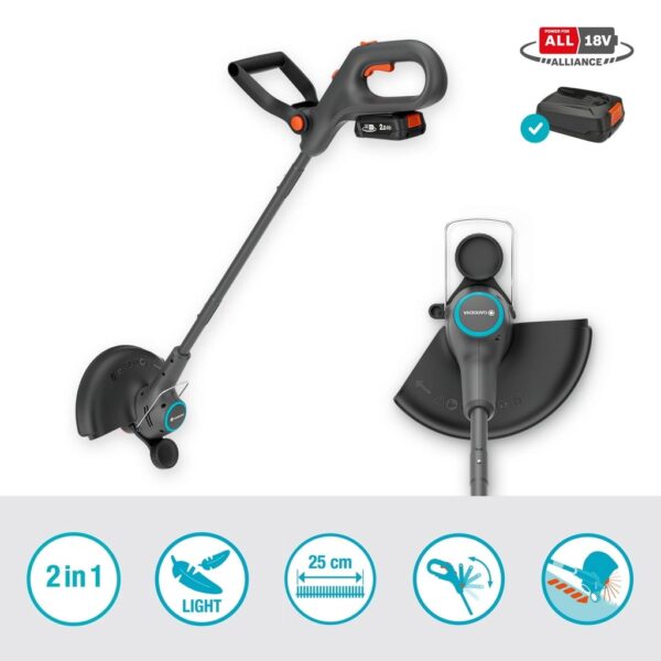 Murutrimmer Gardena EasyTrim 25/18V P4A aku ja laadijaga