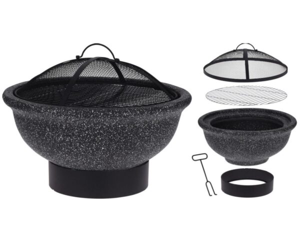 Tulease grillresti ja sädemekaitsmega must Ø49x h34cm