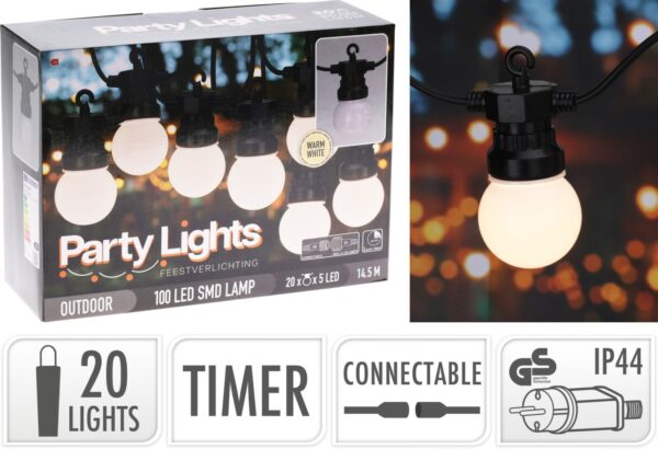 Valguskett 20LED soe valge IP44 14,5m