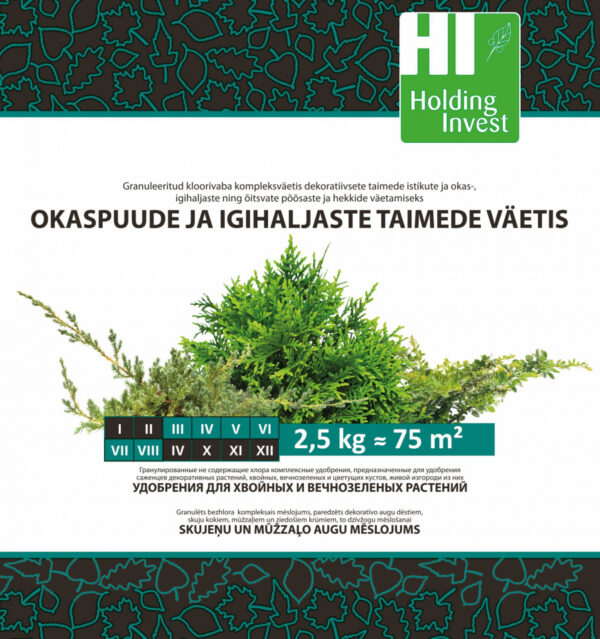 Okaspuude ja igihaljaste taimede väetis 2,5kg