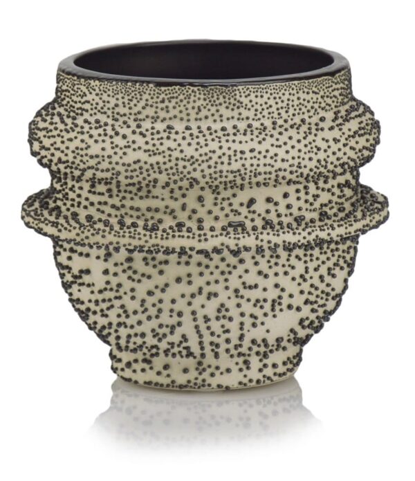 Lillepott mustad täpid Ø20x h17cm kreem