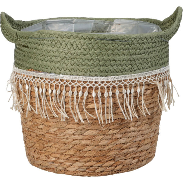 Punutud korv kile sisuga Ø28x h28,5cm roheline äär