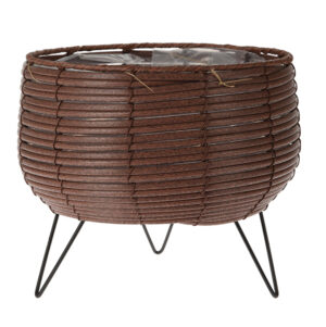 Punutud korv jalgadel kile sisuga Ø20,5×14,5×19,5cm pruunikas punane