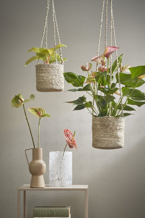 Lillepott Atlantic Ø14x h14cm rippuv, kile sisuga, kreem