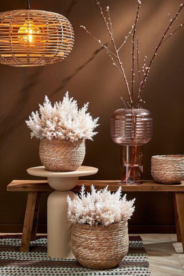 Punutud lillepott Jorck Ø18x h15cm kile sisu, helepruun