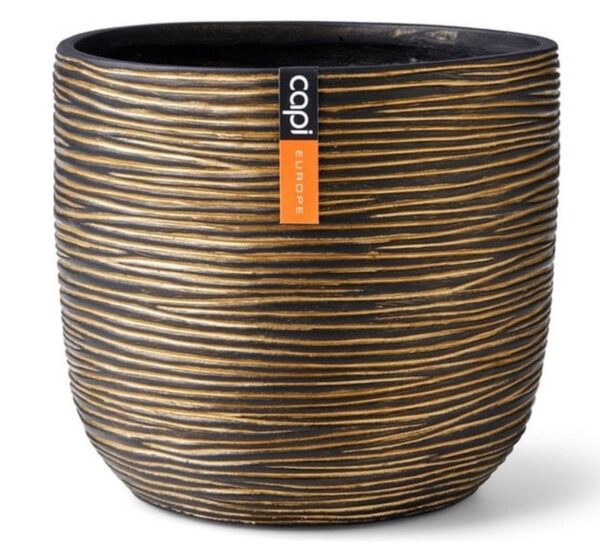 Lillepott Rib Ø14x h13cm kuldne