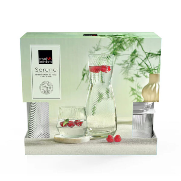 Komplekt Serene joogiklaasid 4x 37cl+ karahvin 1L läbipaistev