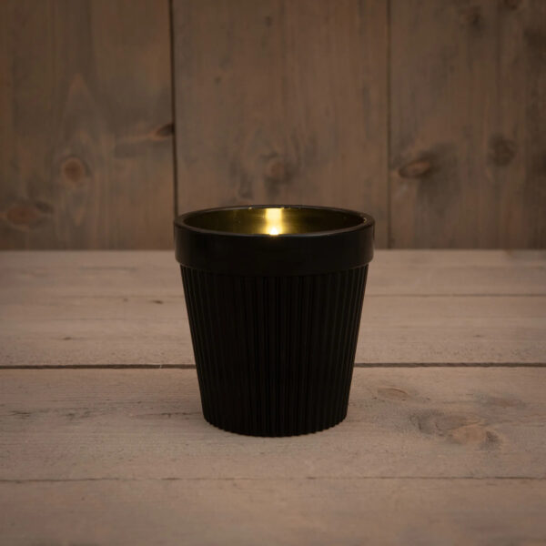 Led küünal potis 3D must IP44 Ø11x h11cm