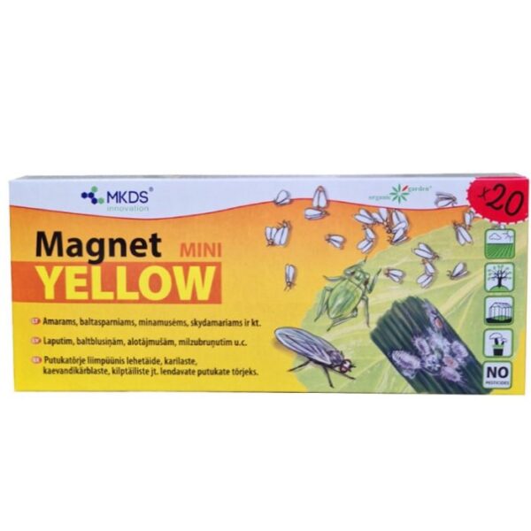 Liimipüünis mini magnet 20tk/pk kollane 10x24cm