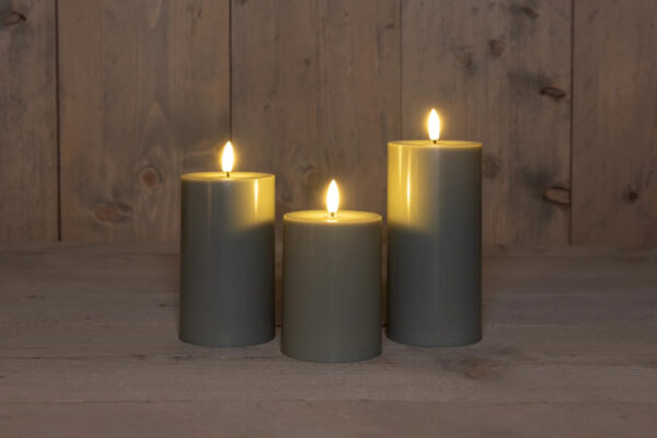 Led küünalde komplekt roheline IP44 Ø7,5x h10/12,5/15cm